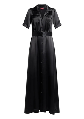 STAUD Millie satin-finish maxi shirtdress - Black