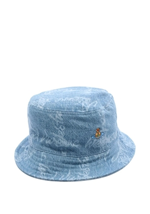 Vivienne Westwood Pre-Owned 2020s embroidery-logo denim bucket hat - Blue