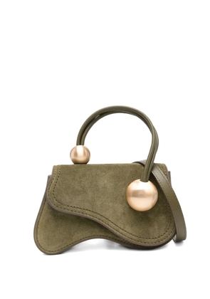 Cult Gaia curved-suede embellished tote bag - Green