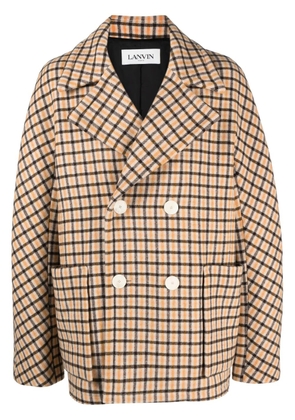 Lanvin check-pattern virgin-wool peacoat - Neutrals