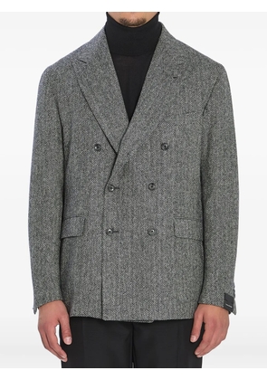 Tagliatore herringbone peak-lapel blazer - Black