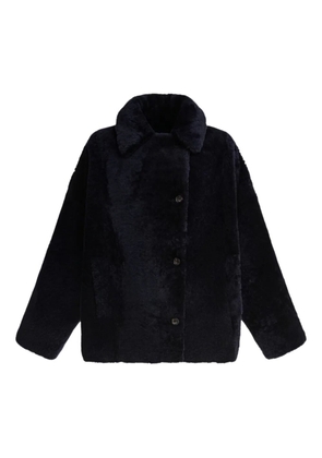 B&W shearling button coat - Blue