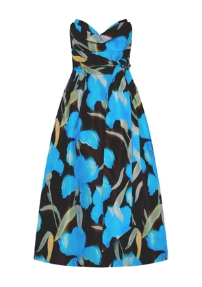 Rebecca Vallance floral-print strapless dress - Blue