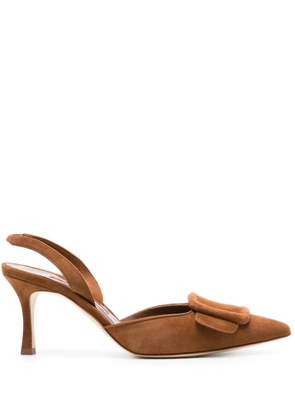 Manolo Blahnik Maysli 70mm suede pumps - Brown