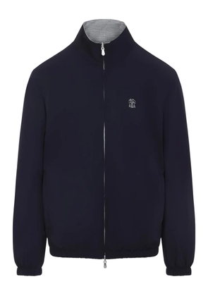Brunello Cucinelli embroidered-logo reversible jacket - Blue