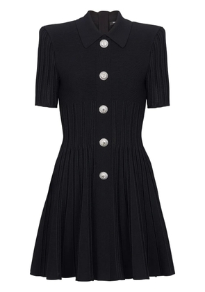 Balmain flared ribbed-knit minidress - Black