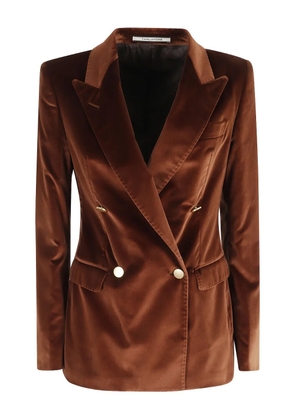 Tagliatore velvet double-breasted blazer - Brown
