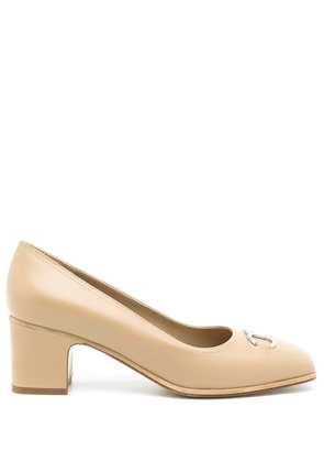Ferragamo Gancini 55m square-toe pumps - Neutrals