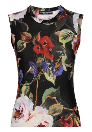 Dolce & Gabbana floral-print silk tank top - Black