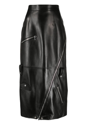 Alexander McQueen high-waisted polished-finish skirt - Black