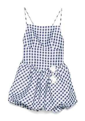 Self-Portrait gingham-pattern sleeveless mini dress - Blue