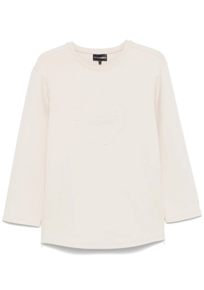 Emporio Armani logo-embossed jersey sweatshirt - Neutrals