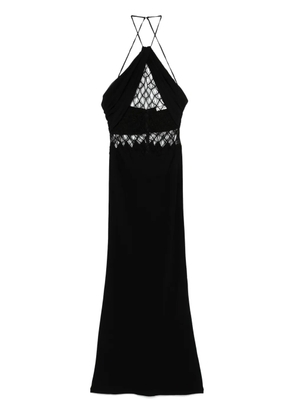 Christopher Esber net-detail silk maxi dress - Black