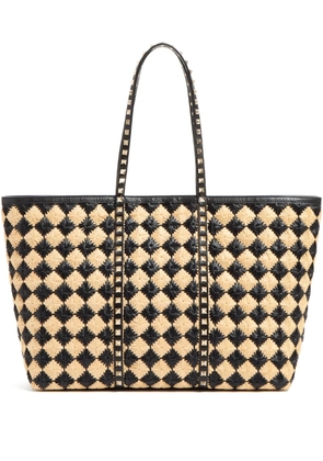 Valentino Garavani Rockstud embroidered tote bag - Neutrals