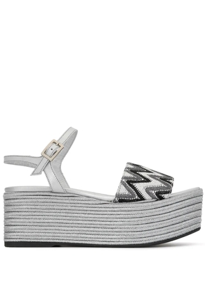 Madison.Maison woven leather 50mm wedges - Silver
