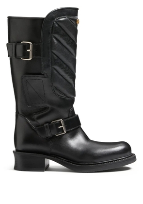Valentino Garavani 40mm Rayons chevron leather biker boots - Black