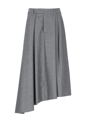Brunello Cucinelli pin-tuck asymmetrical midi skirt - Grey