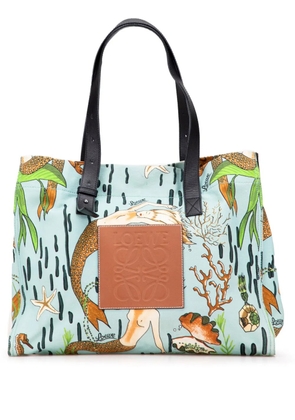 Loewe Pre-Owned 2018 Paulas Ibiza Medium Canvas Mermaid Print tote bag - Blue