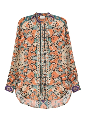 Pierre-Louis Mascia Aloe mandarin-collar shirt - Orange