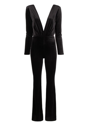 Alchemy x Lia Aram V-neck velvet jumpsuit - Black