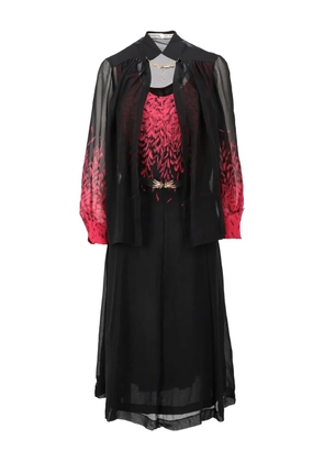 Vintage Pre-Owned silk belted dress - Black