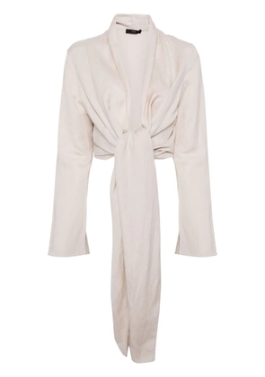 VOZ tie-fastening cropped cardigan - Neutrals
