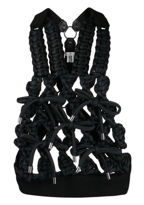Noir Kei Ninomiya bow-embellished macramé satin vest - Black
