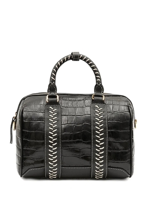 Isla Maia Bowling croc-embossed top handle shoulder bag - Black