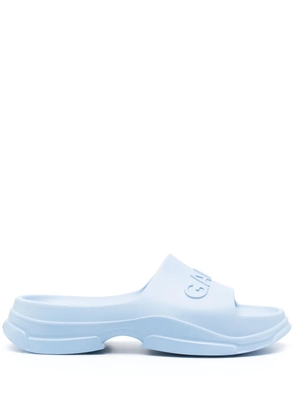 GANNI logo-embossed slides - Blue