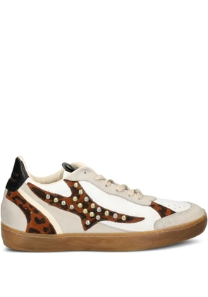 A.S.98 studded animal-print sneakers - White