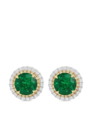 HYT Jewelry 18k white gold diamond and emerald earrings