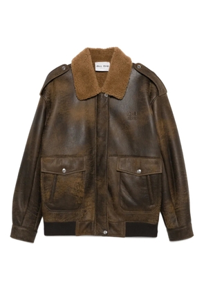 Miu Miu leather bomber jacket - Brown