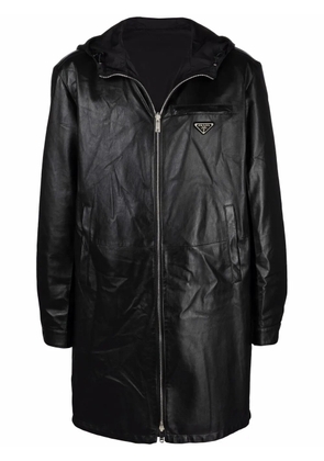 Prada zip-fastening leather coat - Black
