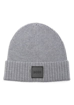 BOSS logo-patch beanie hat - Grey