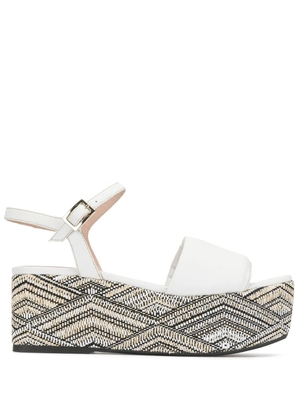 Madison.Maison woven leather 50mm wedge - White