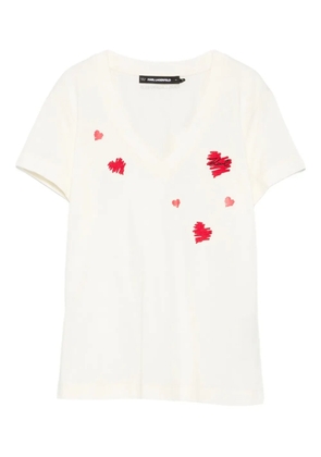 Karl Lagerfeld heart-embellished cotton top - Neutrals