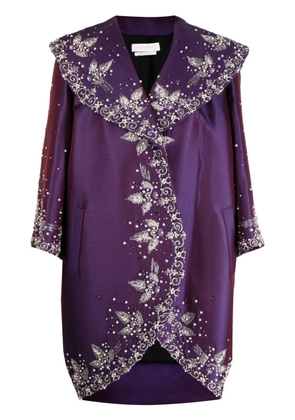 Saiid Kobeisy Mikado beaded satin-finish jacket - Purple
