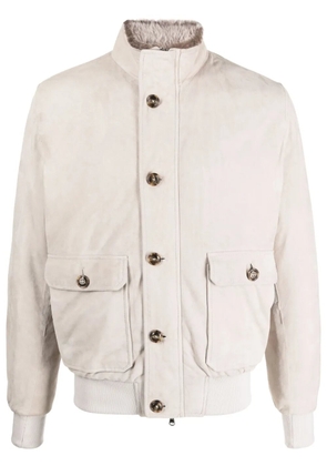 Barba spread-collar suede shirt jacket - Grey