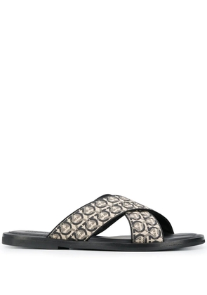 Ferragamo Gancini printed pool slides - Neutrals
