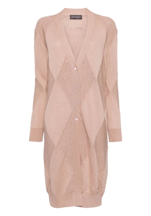 Lorena Antoniazzi argyle fine-knit cardigan - Pink