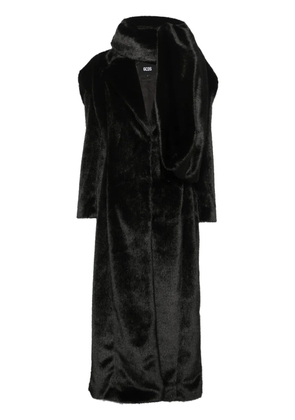 GCDS scarf-detail faux-fur coat - Black