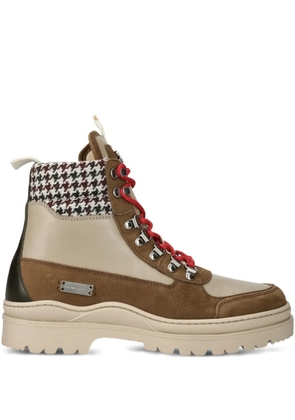 Filling Pieces houndstooth-panel lace-up boots - Neutrals