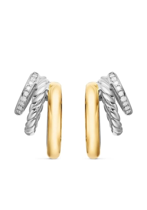 David Yurman 18kt yellow gold and sterling silver DY Mercer Multi diamond hoop earrings (21mm)