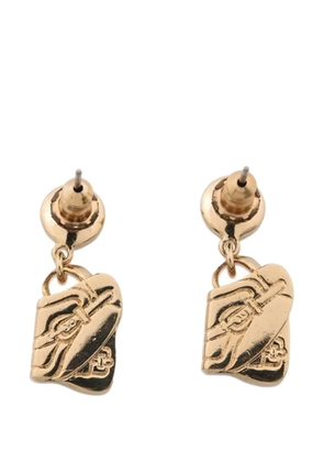 Christian Dior Pre-Owned 1990-2025 Gold Plated Saddlebag Drop Bullet Back Earrings costume earrings