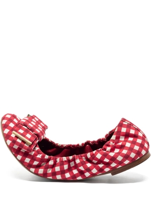 Louis Vuitton Pre-Owned check-print ballet flats - Red
