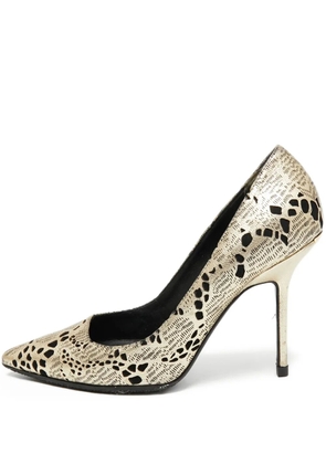 Burberry Pre-Owned 105mm metallic-printed stiletto pumps - Gold