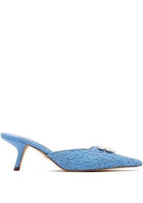 Sam Edelman 60mm lace-embellished pointed-toe mules - Blue