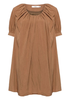 b+ab chain link-detail short-sleeved dress - Brown
