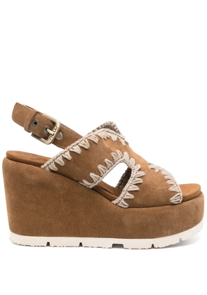 Mou 95mm whipstitch-detail sandals - Brown