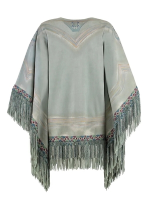 ETRO beaded-fringe poncho - Green